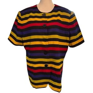 Women’s Vintage Joan Leslie short sleeve jacket in multi colors Size 16 EUC